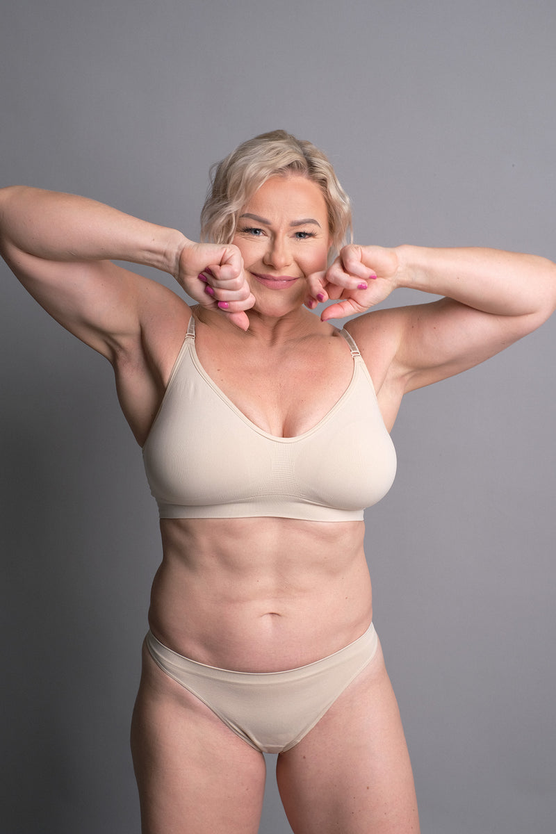 Single padded bra in beautiful beige and with wired support