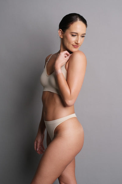 Low-Waist Thong in Beige