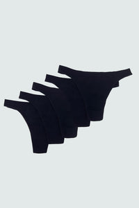 Low-Waist Thong In Black x Pack Of 5